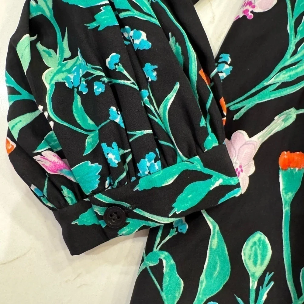 Kate Spade Hummingbird Silk Floating Blouse / tassle ties/  xxs
